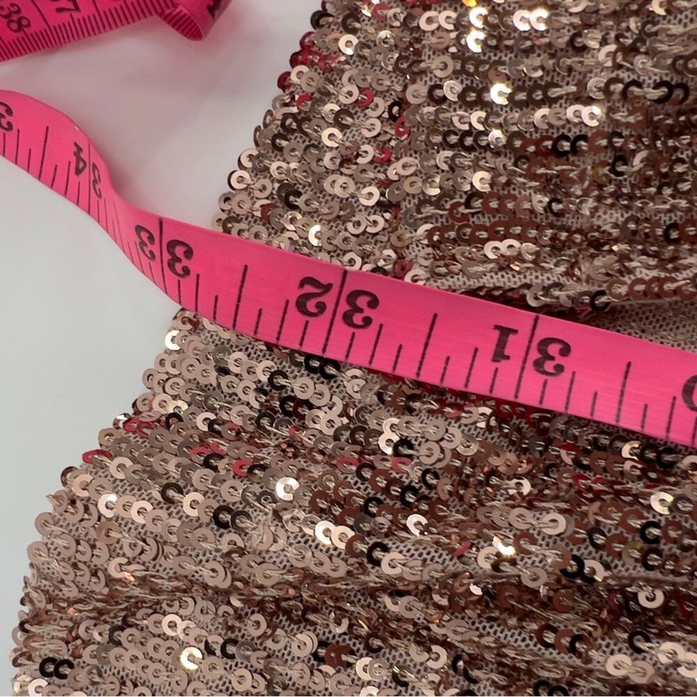 Free People Sea Shell Sequin Maxi Skirt gold Sz 0 high slit - Picture 10 of 10